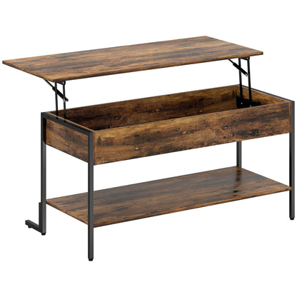 HOMCOM Lift-Top Coffee Table in Rustic Brown