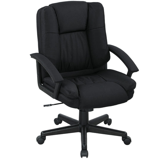 HOMCOM Linen-Look Padded Office Chair - Black