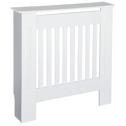 HOMCOM Slatted Radiator Cover Painted Cabinet MDF Lined Grill in White (78L x 19W x 81H cm)