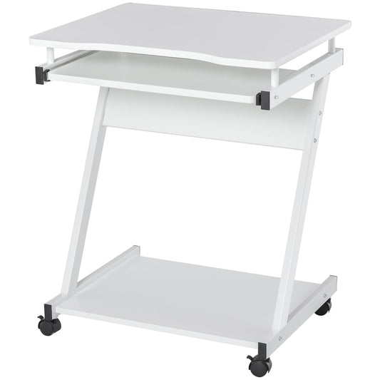 HOMCOM Mobile Computer Desk in White