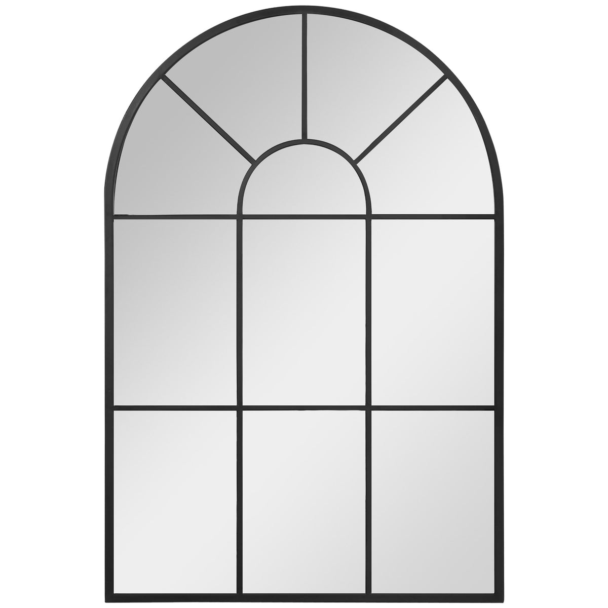HOMCOM Modern Arched Wall Mirror in Black