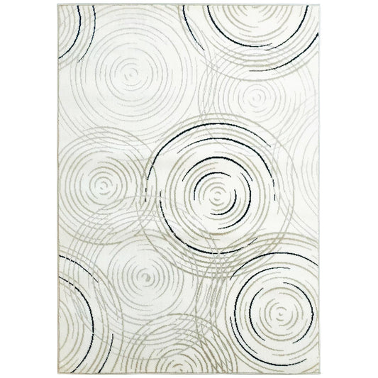 HOMCOM Modern Area Rug, Swirl Pattern Machine Washable Rug, Allergy-Friendly Floor Carpet for Living Room, Bedroom, Dining Room, Home Office, 170 x 120 cm, Cream White