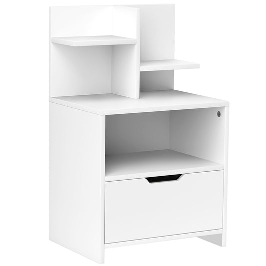 HOMCOM Modern Bedside Table in White