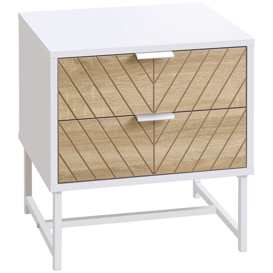 HOMCOM Modern Bedside Table in White and Oak