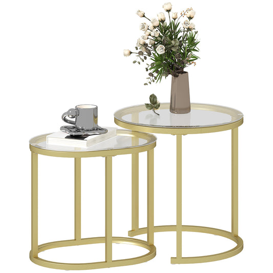 HOMCOM Modern Coffee Table Set of 2 in Clear