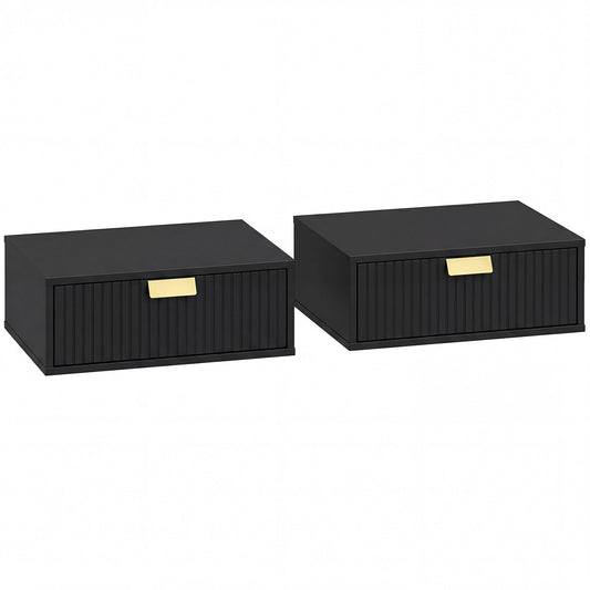 HOMCOM Modern Floating Nightstands Set of 2 in Black