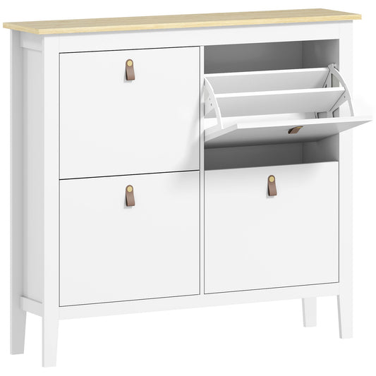 HOMCOM Modern Four-Drawer Shoe Cabinet - White