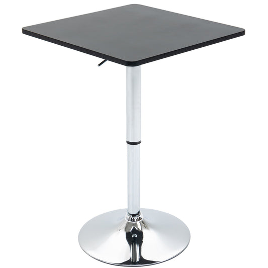 HOMCOM Modern Height Adjustable Counter Bar Table with 360 Swivel Tabletop and Electroplating Metal Base, Pub Desk for Living Room, Kitchen, Restaurant, Pub, Black and Silver