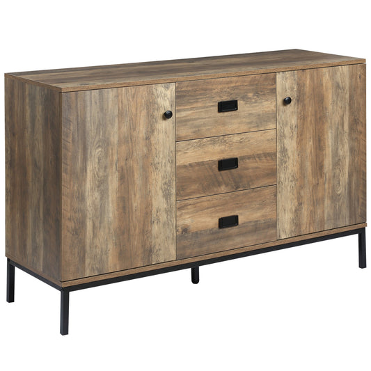 HOMCOM Modern Mango Wood-Effect Sideboard in Rustic Brown