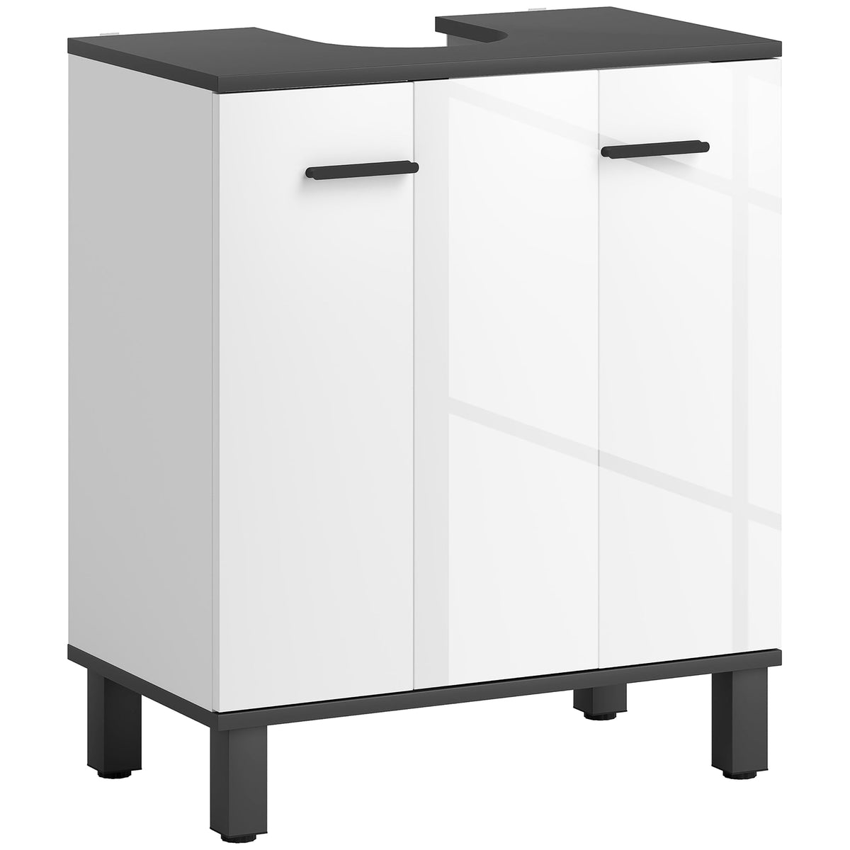 HOMCOM Modern Under-Sink Bathroom Cabinet in High Gloss White