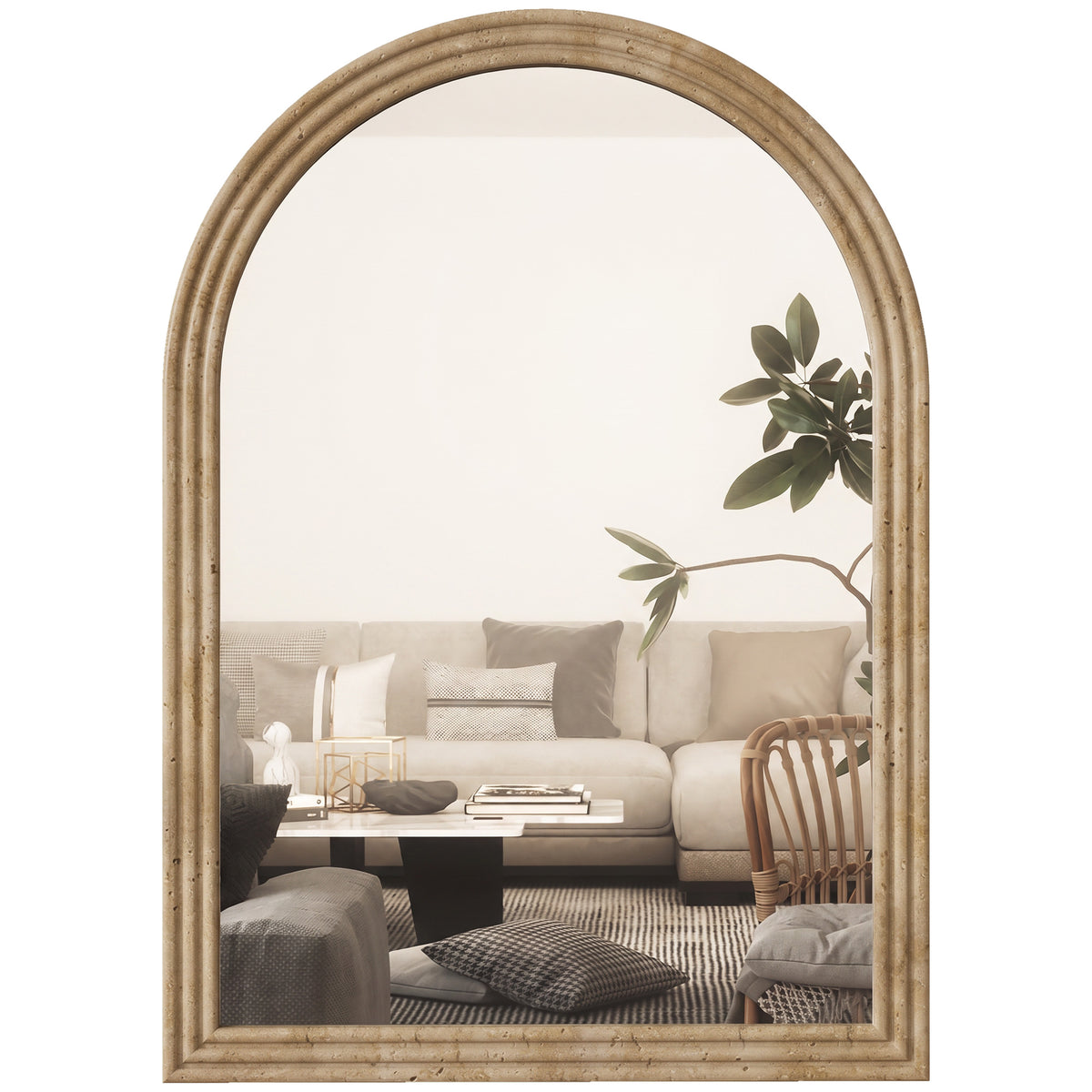 HOMCOM Modern Wall-Mounted Mirror in Brown