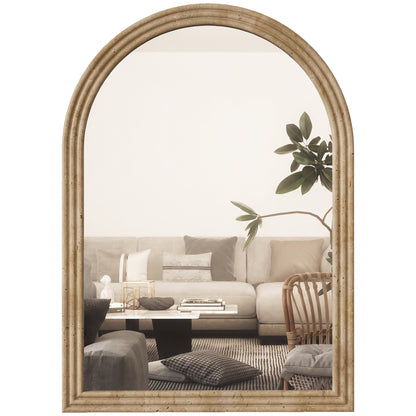 HOMCOM Modern Wall-Mounted Mirror in Brown