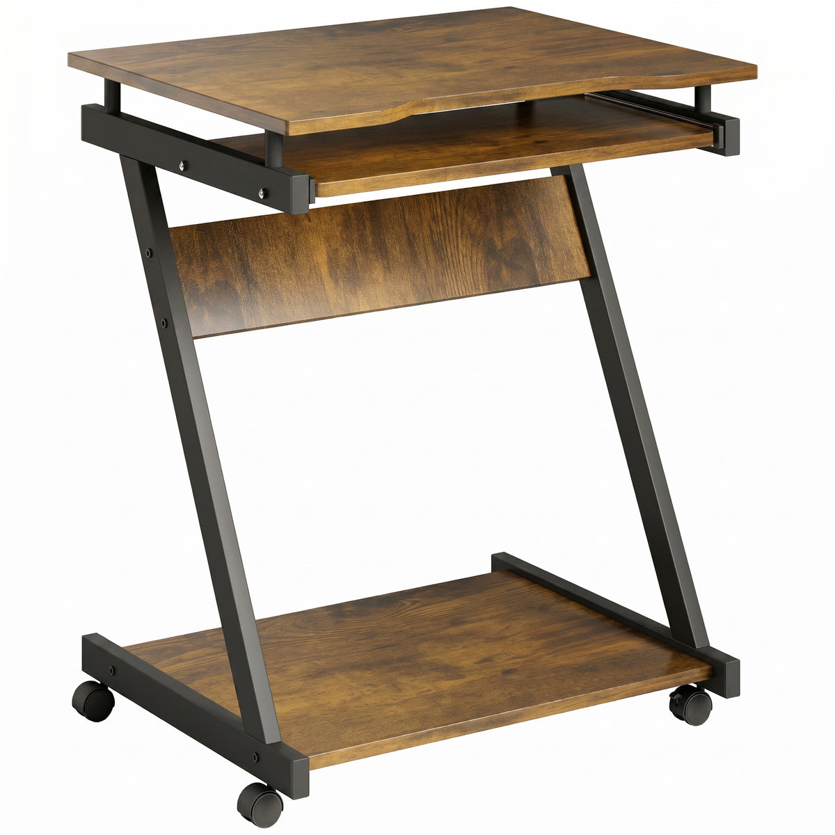 HOMCOM Movable Computer Desk in Rustic Brown