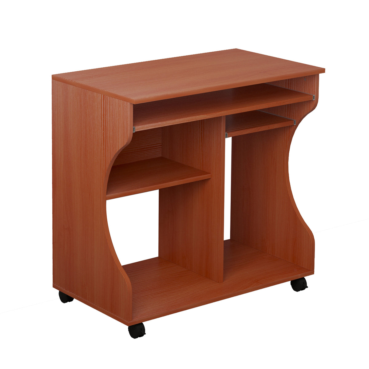 HOMCOM Multi-Storage Compact Work Desk in Cherry Wood Colour
