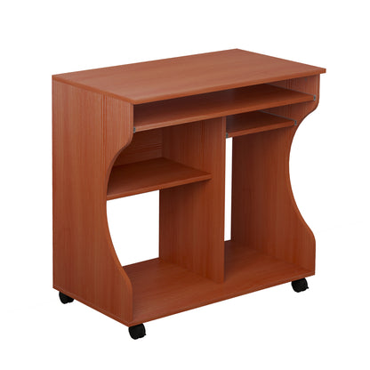 HOMCOM Multi-Storage Compact Work Desk in Cherry Wood Colour