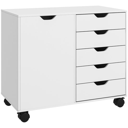 HOMCOM Multi-Storage Mobile Office Storage Cabinet in White