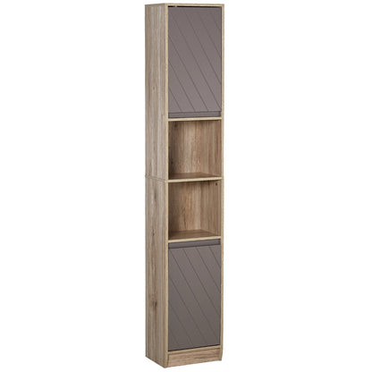 HOMCOM Narrow Bathroom Cabinet in Grey and Oak