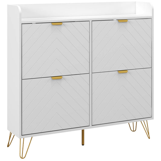 HOMCOM Narrow Shoe Storage Cabinet in White