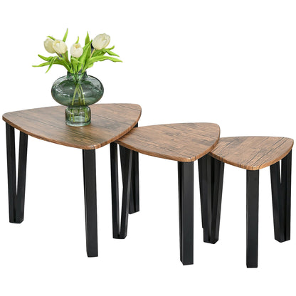 HOMCOM Nest of Tables in Walnut and Black