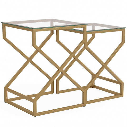 HOMCOM Nest of Tables in Transparent and Gold Tone