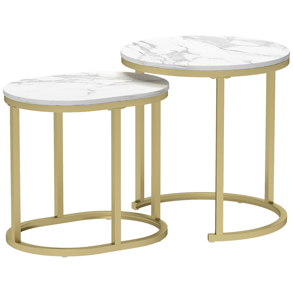 HOMCOM Nest of Tables in Gold Tone and White
