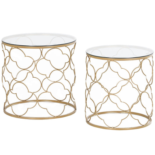 HOMCOM Nesting Tables Set of 2 in Gold Tone