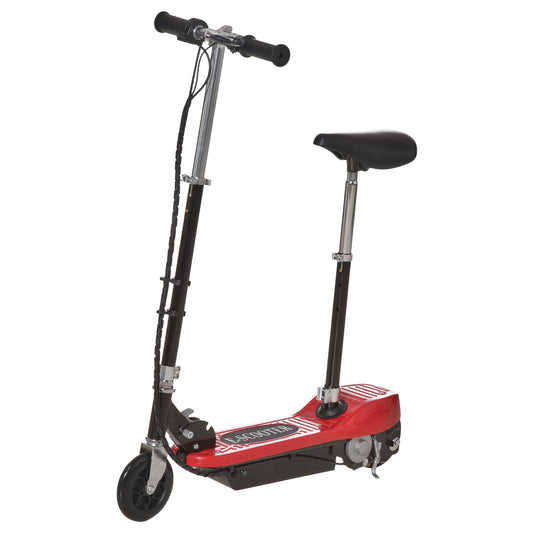 HOMCOM Powered E-Scooter Ride-On, with Brakes, Adjustable Seat, Adjustable Handlebars, Red