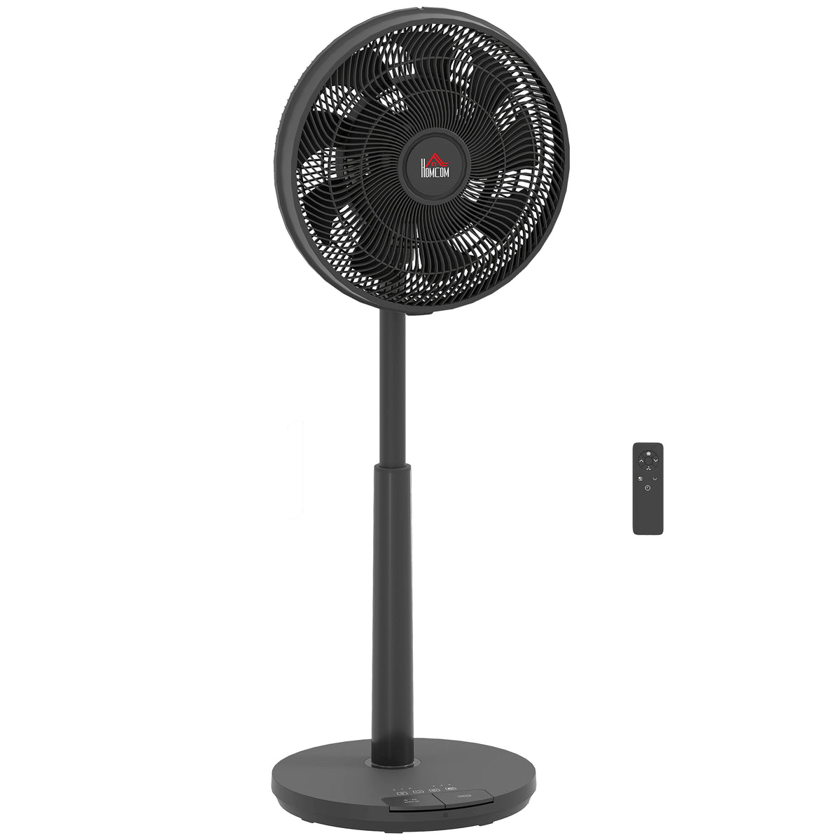 HOMCOM Pedestal Fan with Oscillating, Tilt, Adjustable Height, Black