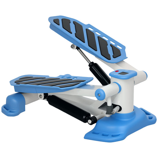 HOMCOM Portable Mini Stepper, Steppers for Exercise Workout with LCD Display Monitor, Anti-skid Foot Pedals for Home Gym Office, Blue