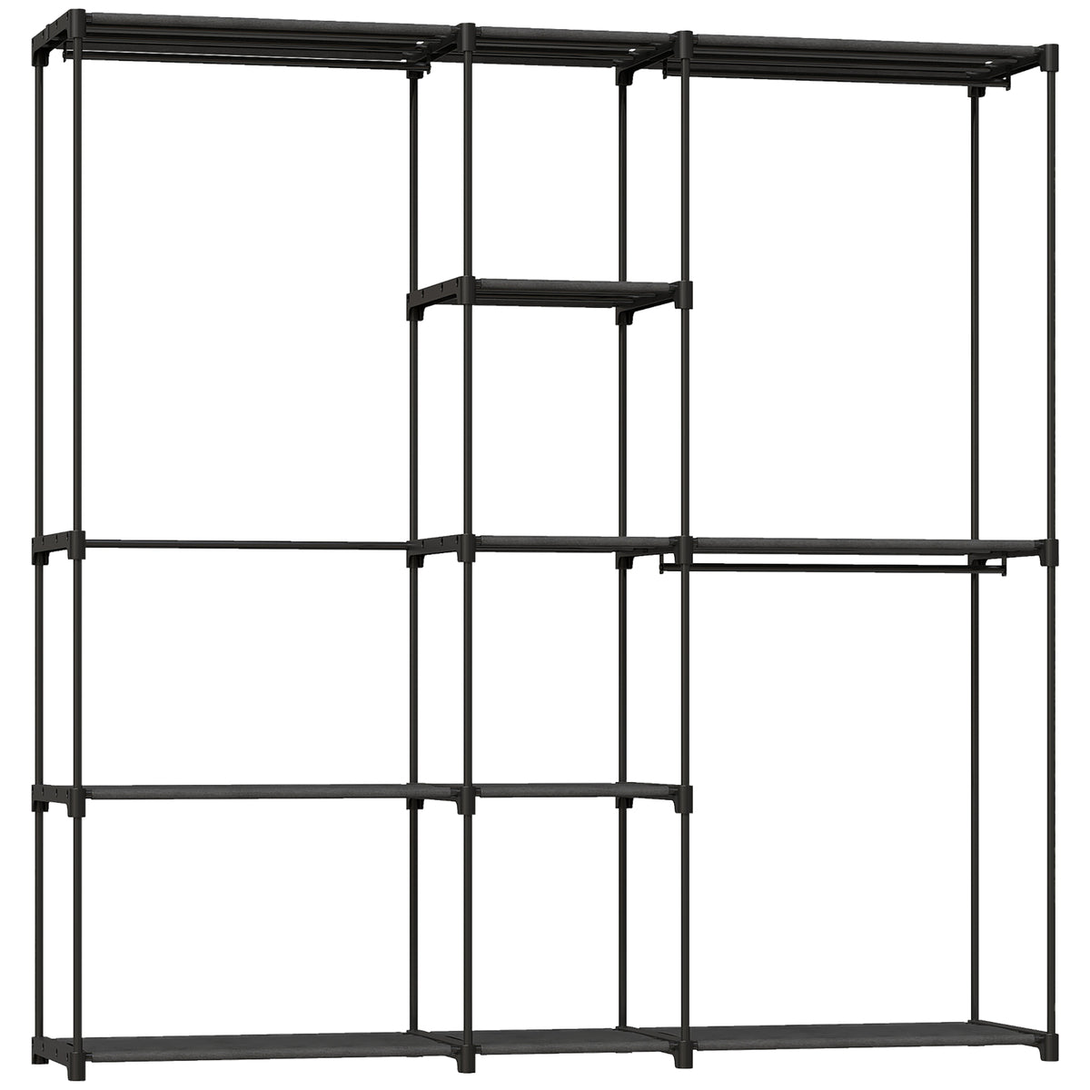 HOMCOM Portable Wardrobe, Open Clothes Wardrobe with 8 Shelves, 3 Hanging Rails, Black