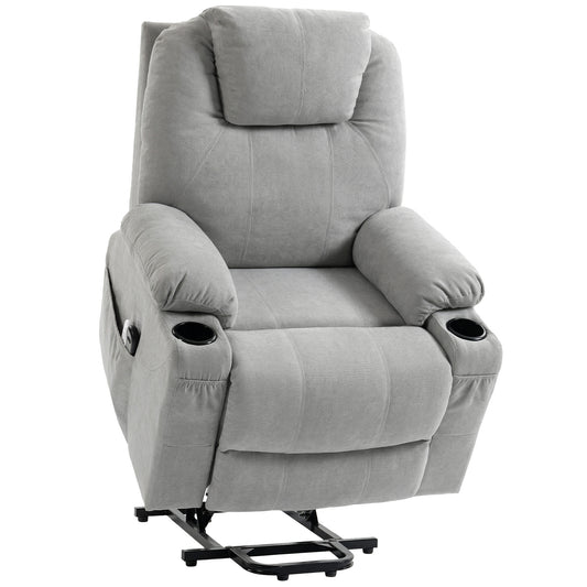 HOMCOM Power Lift Recliner Chair with Pocket Spring, Electric Lift Chair with Wide Backrest, Light Grey