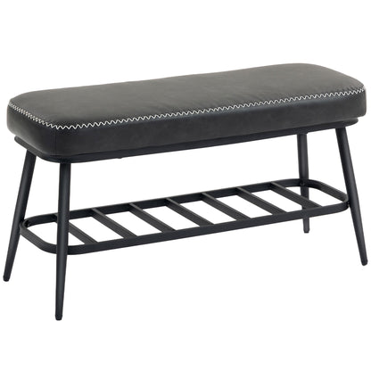 HOMCOM PU Leather Shoe Storage Bench - Charcoal Grey