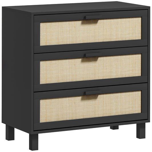 HOMCOM Rattan Bedroom Chest of Drawers in Black