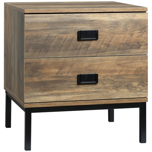 HOMCOM Retro Bedside Table in Brown