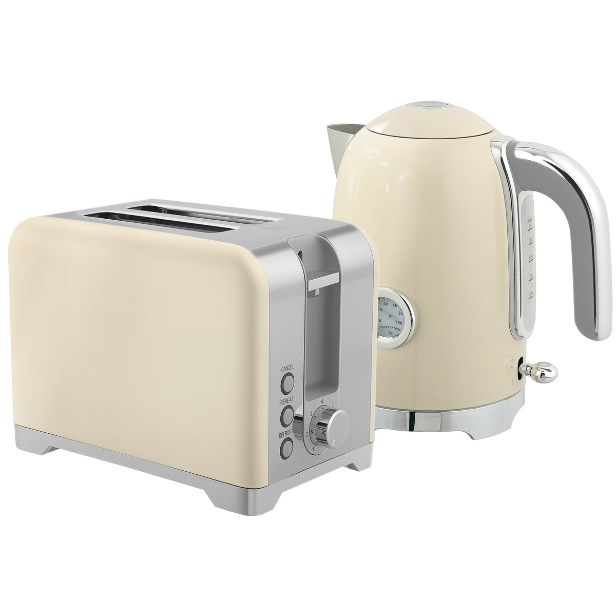 HOMCOM Retro Toaster and Kettle Set - Cream