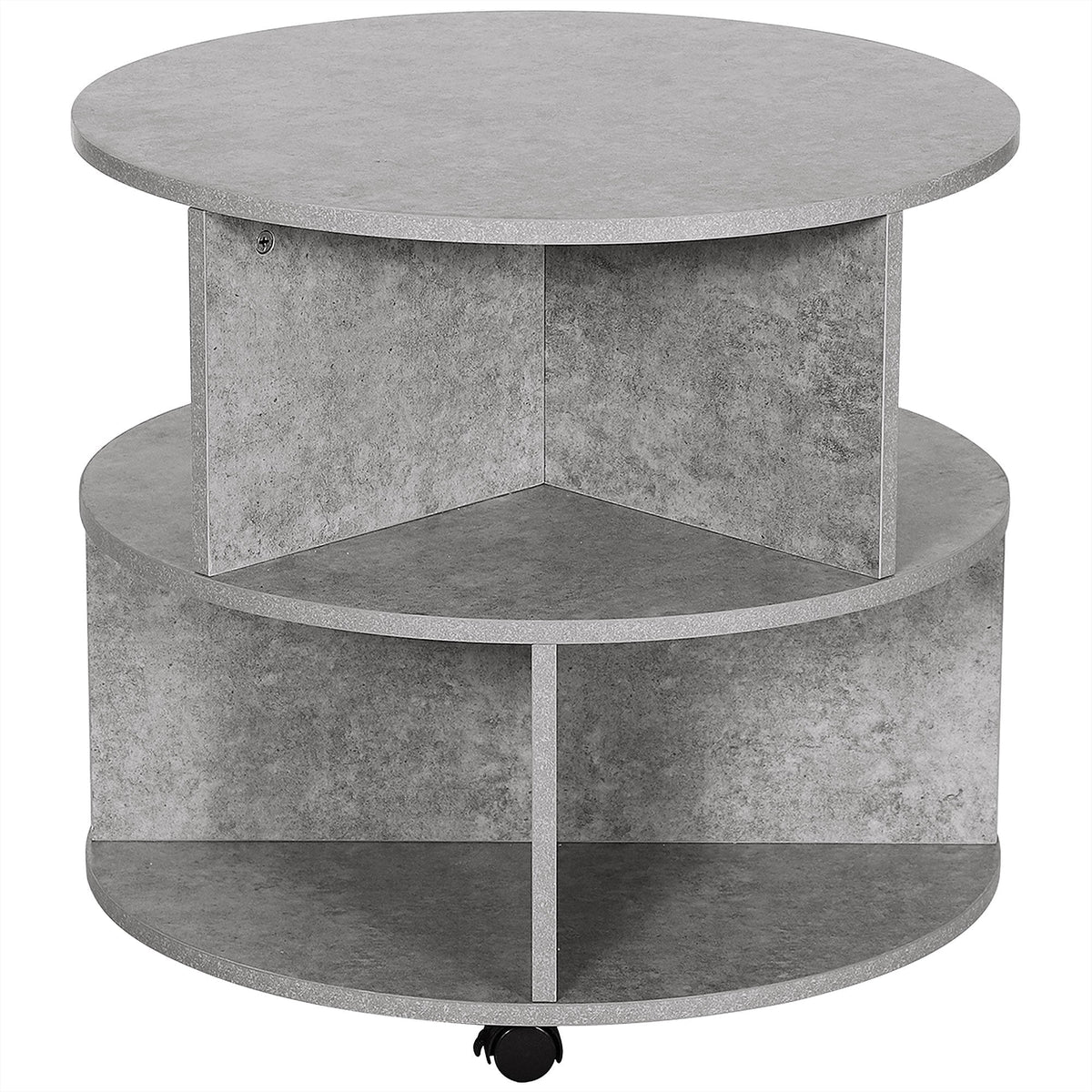 HOMCOM Round Coffee Table with Wheels in Cement Colour