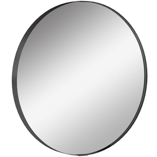 HOMCOM Round Wall Mirror 61 cm in Black