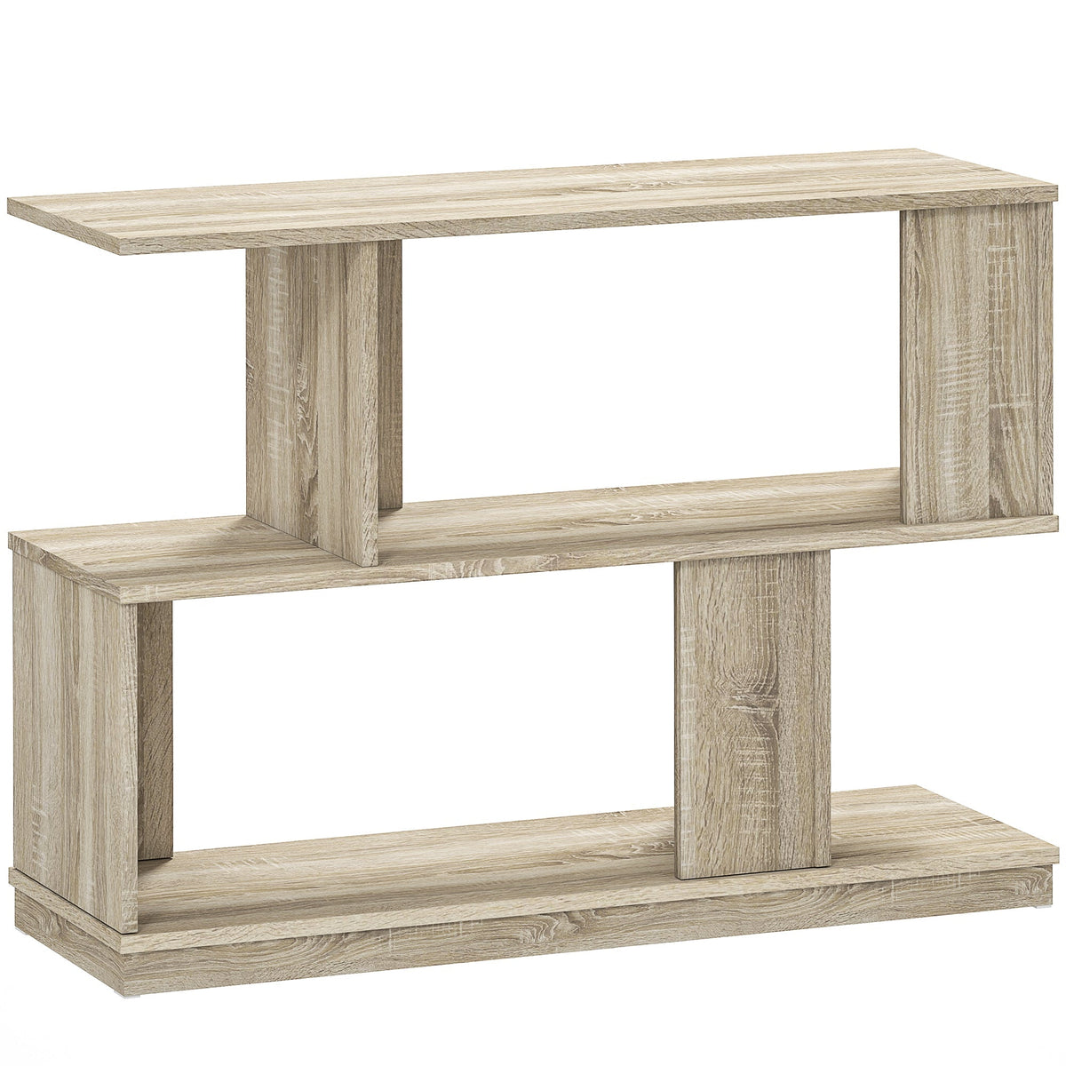 HOMCOM S-Shaped Side Table - Natural Wood Finish