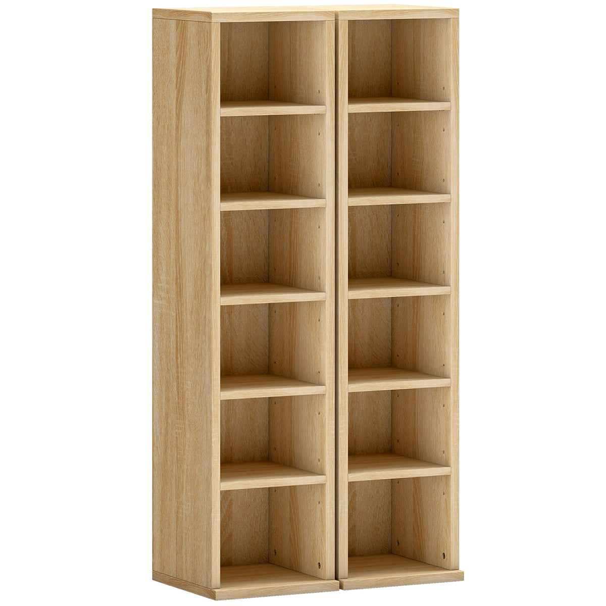 HOMCOM Set of 2 CD Media Display Shelf Unit Tower Rack in Oak