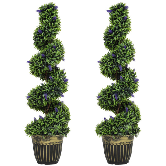 HOMCOM Set of Two 115cm Artificial Lavender Trees