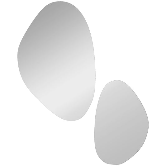 HOMCOM Set of 2 Pebble-Shaped Wall Mirror in Black