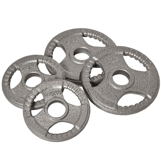 HOMCOM Set of 4 Weight Plate for 2 inch/5cm hole Dumbbell Handle Bar 15kg Dumbbell Plates Barbell Weight 2 x 5kg, 2 x 2.5kg