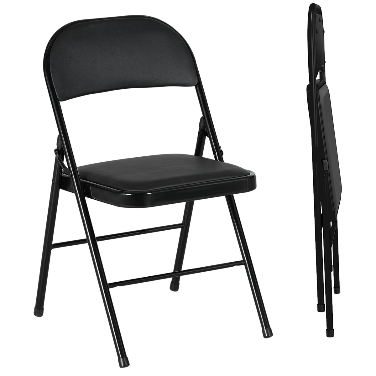 HOMCOM Set of Two Cushioned Folding Chairs in Black