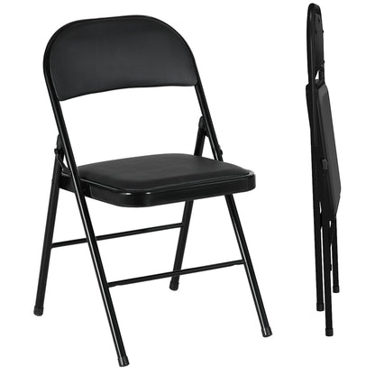 HOMCOM Set of Two Cushioned Folding Chairs in Black
