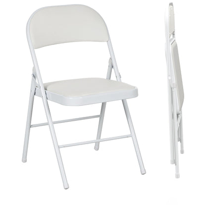 HOMCOM Set of Two Cushioned Folding Chairs in White