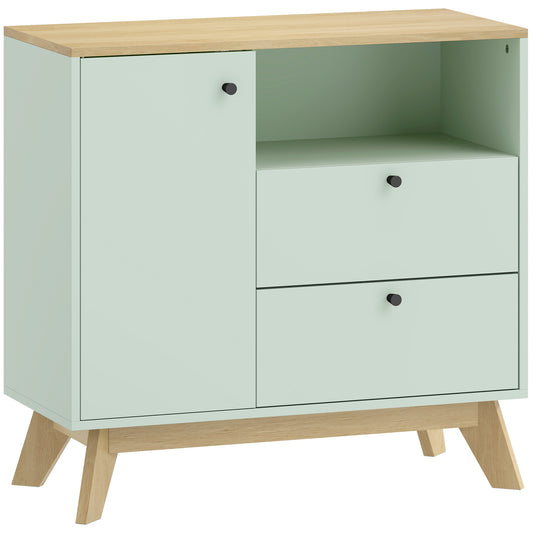 HOMCOM Sideboard Storage Cabinet in Light Green and Oak