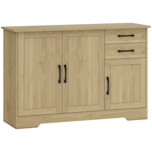 HOMCOM Sideboard with 2 Drawers Modern Storage Cabinet in a Natural Wood Finish