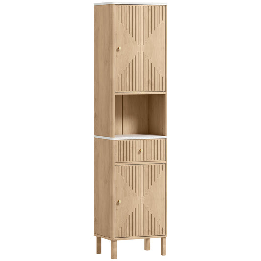 HOMCOM Slim Bathroom Cabinet in Oak