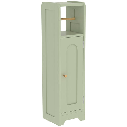 HOMCOM Small Bathroom Storage Cabinet with Toilet Roll Holder in Light Green