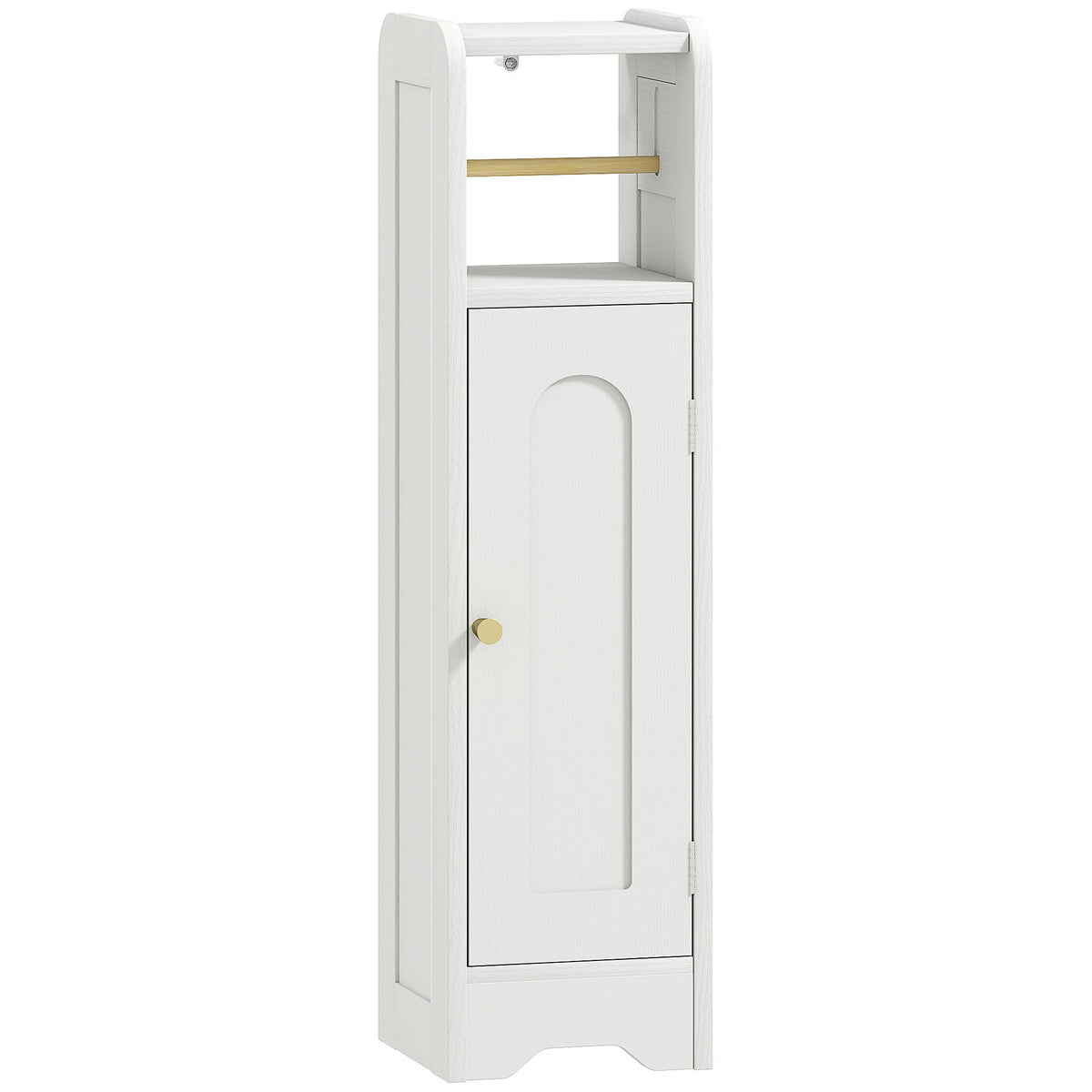 HOMCOM Small Bathroom Storage Cabinet with Toilet Roll Holder in White